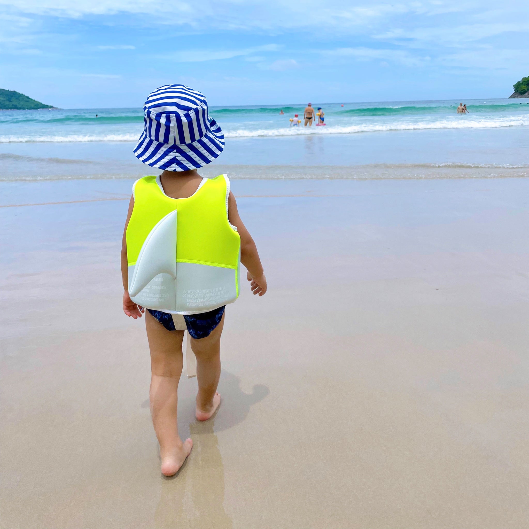 Swim Vest 1-2 - Shark Tribe Blue Neon Citrus