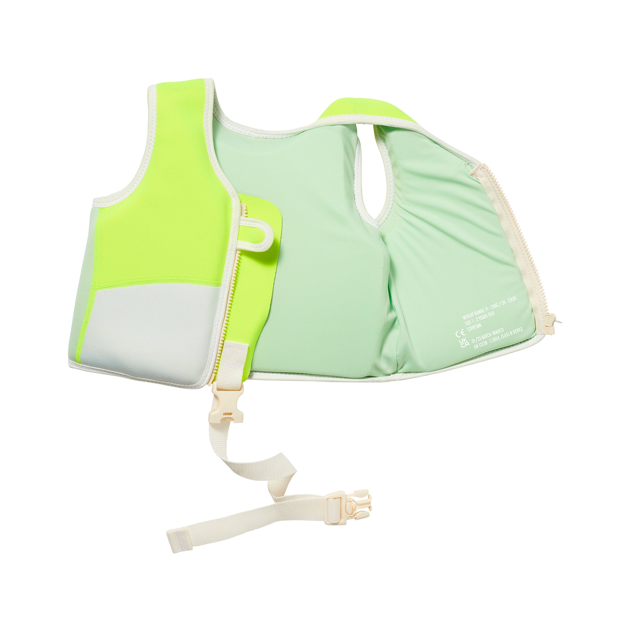 Swim Vest 1-2 - Shark Tribe Blue Neon Citrus