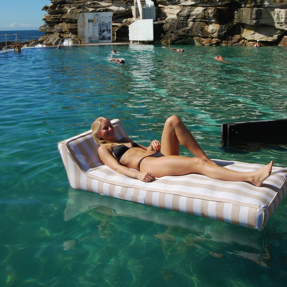 Luxe Lie-On Lounger - Oyster Stripe - SUNNYLiFE AU