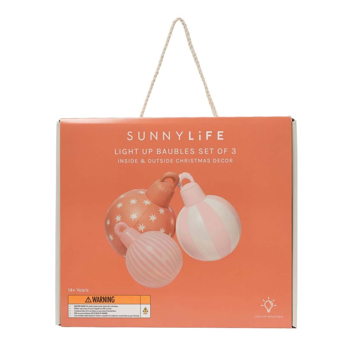 Light Up Christmas Baubles Red Set of 3 - SUNNYLiFE AU