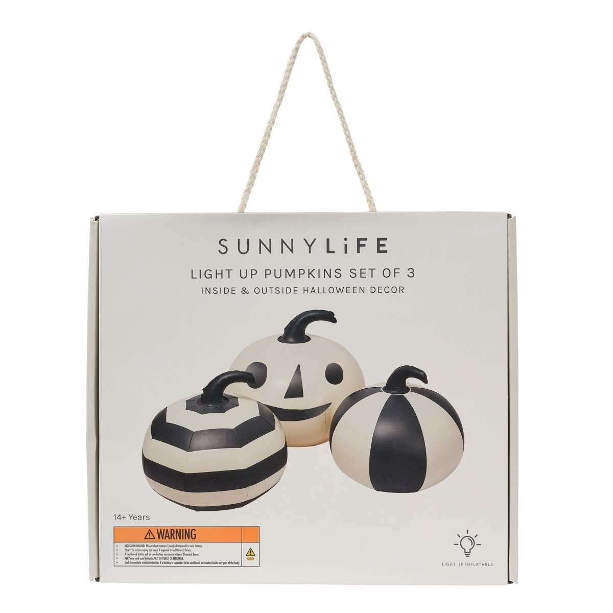 Light Up Black & White Inflatable Halloween Pumpkins Set of 3 - SUNNYLiFE AU