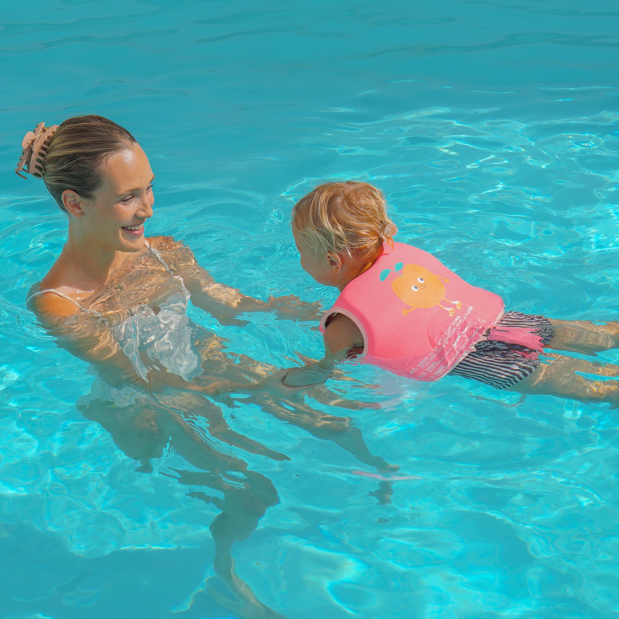 Kids Swim Vest 2-3 - Poppy the Peach Neon Pink