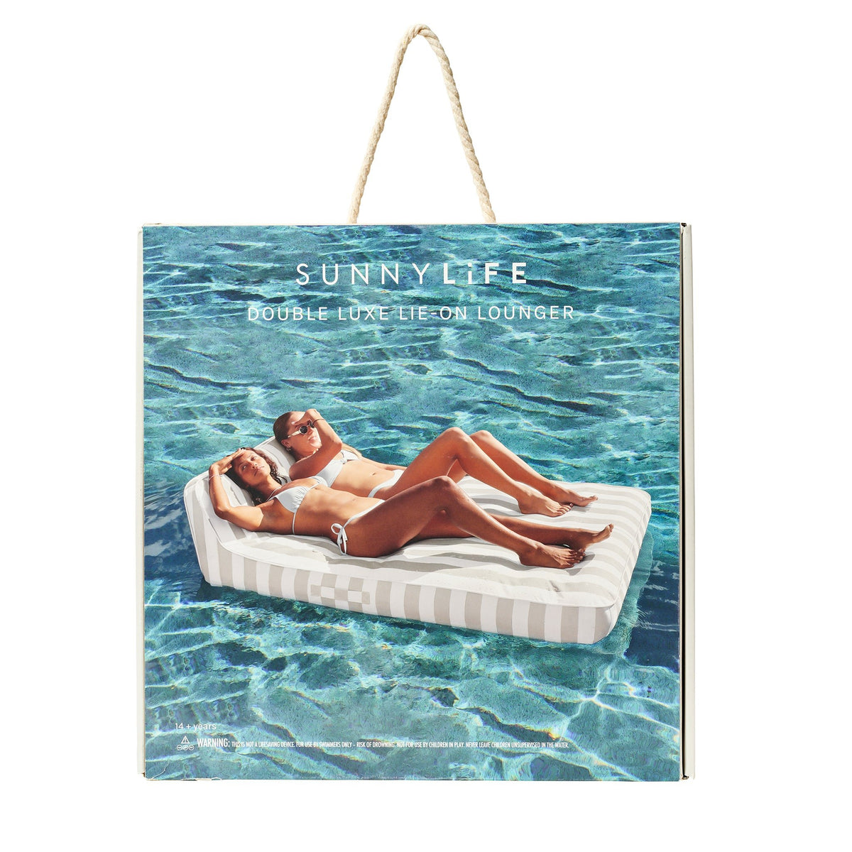 Luxe Double Lounger - Oyster Stripe - SUNNYLiFE AU