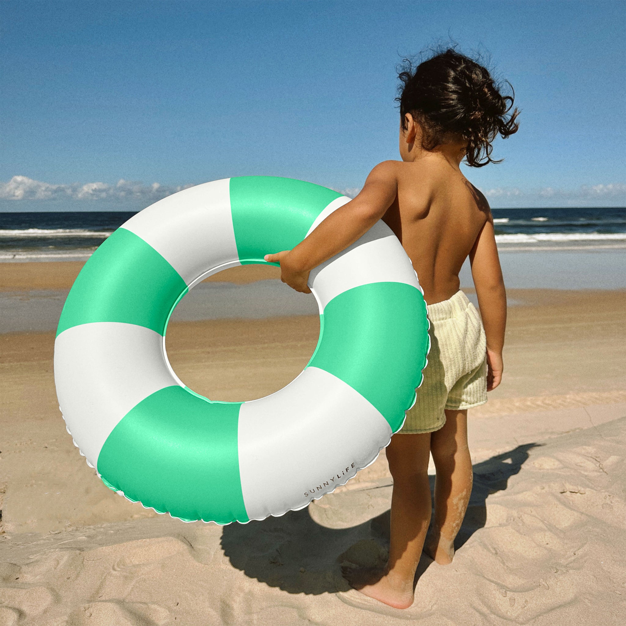 Mini Tube Pool Ring - Green Stripe