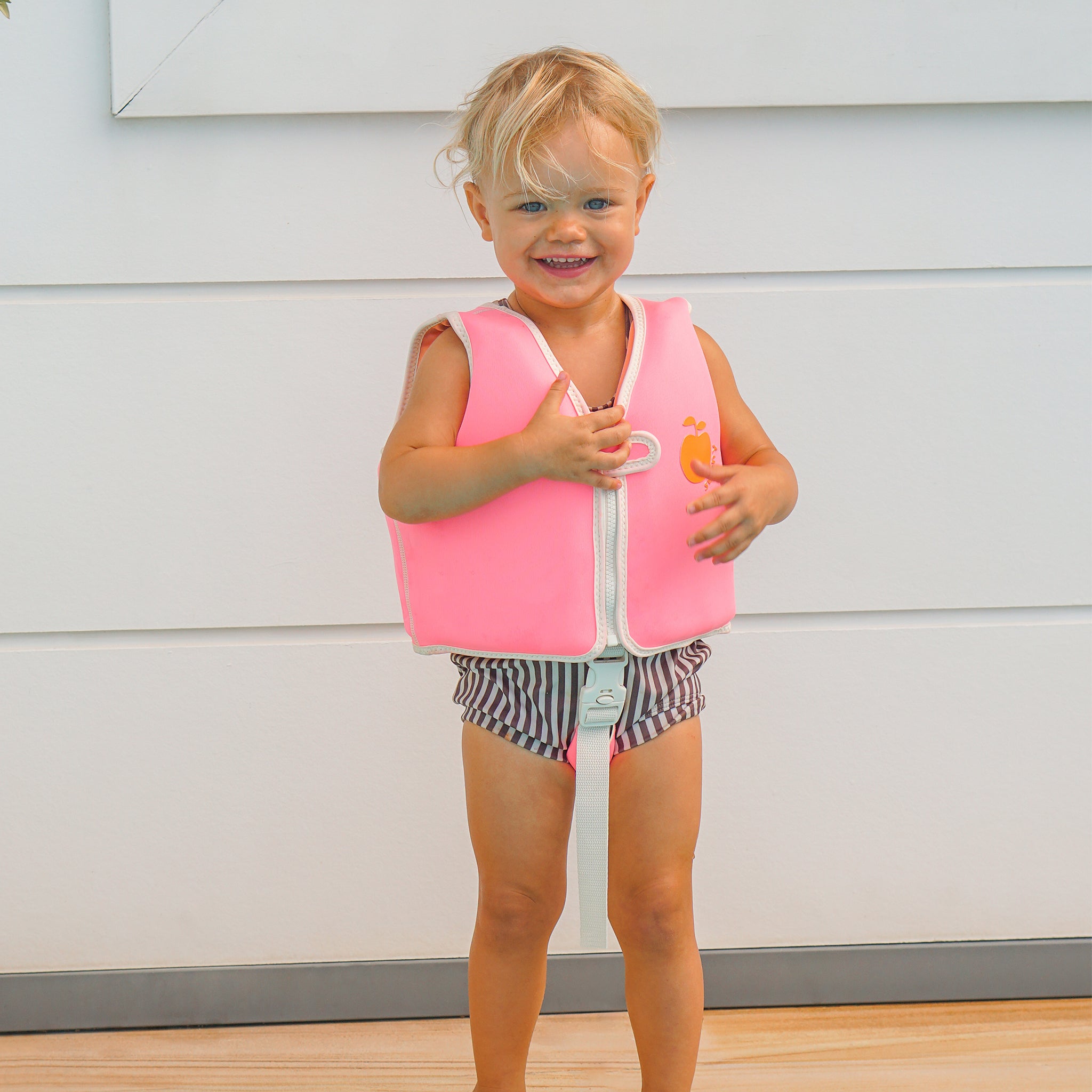 Kids Swim Vest 1-2 - Poppy the Peach Neon Pink