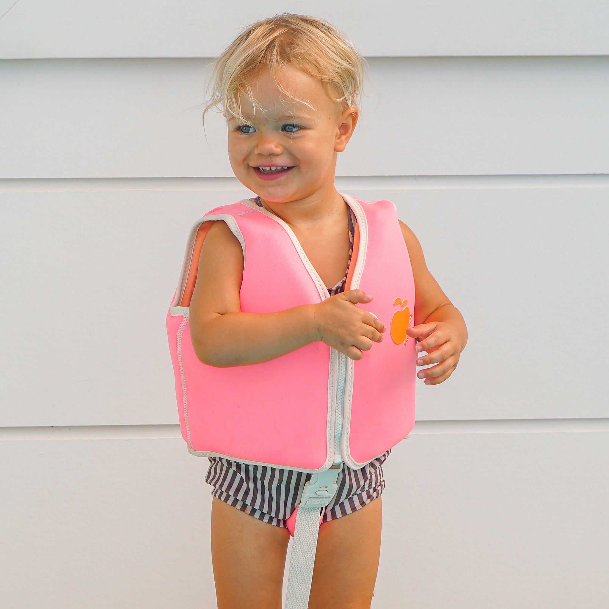 Kids Swim Vest 1-2 - Poppy the Peach Neon Pink