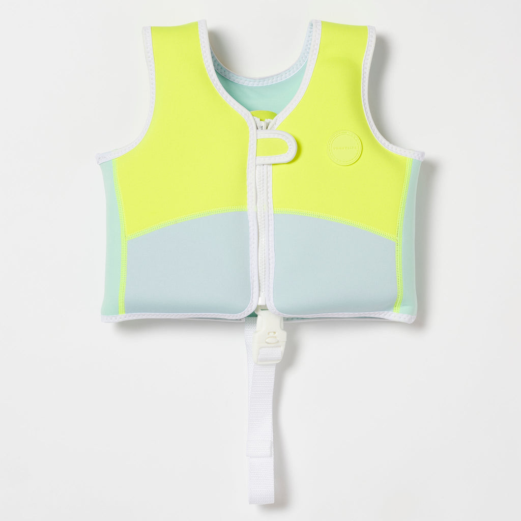 Swim Vest 12 Salty the Shark Aqua Neon Yellow SUNNYLiFE SUNNYLiFE AU