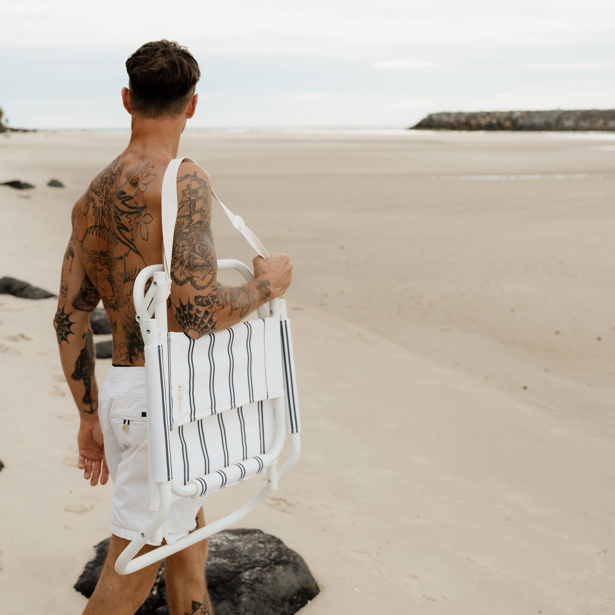 Beach Chair | Charcoal Stripe