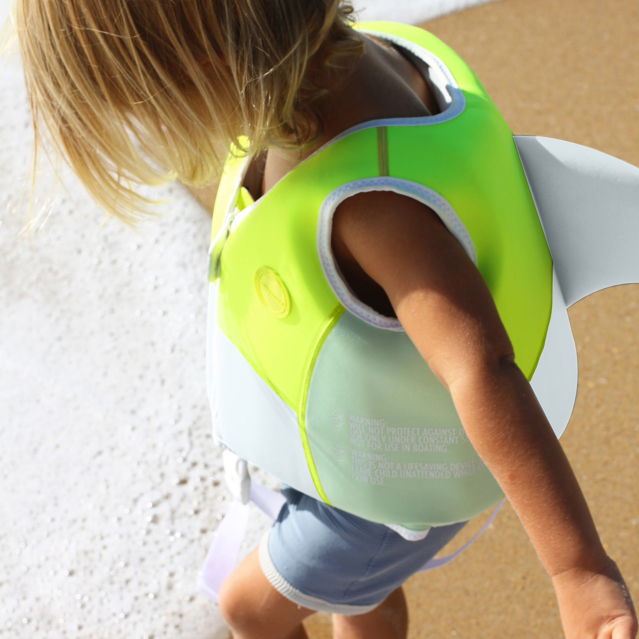 Swim Vest 1-2 - Shark Tribe Blue Neon Citrus