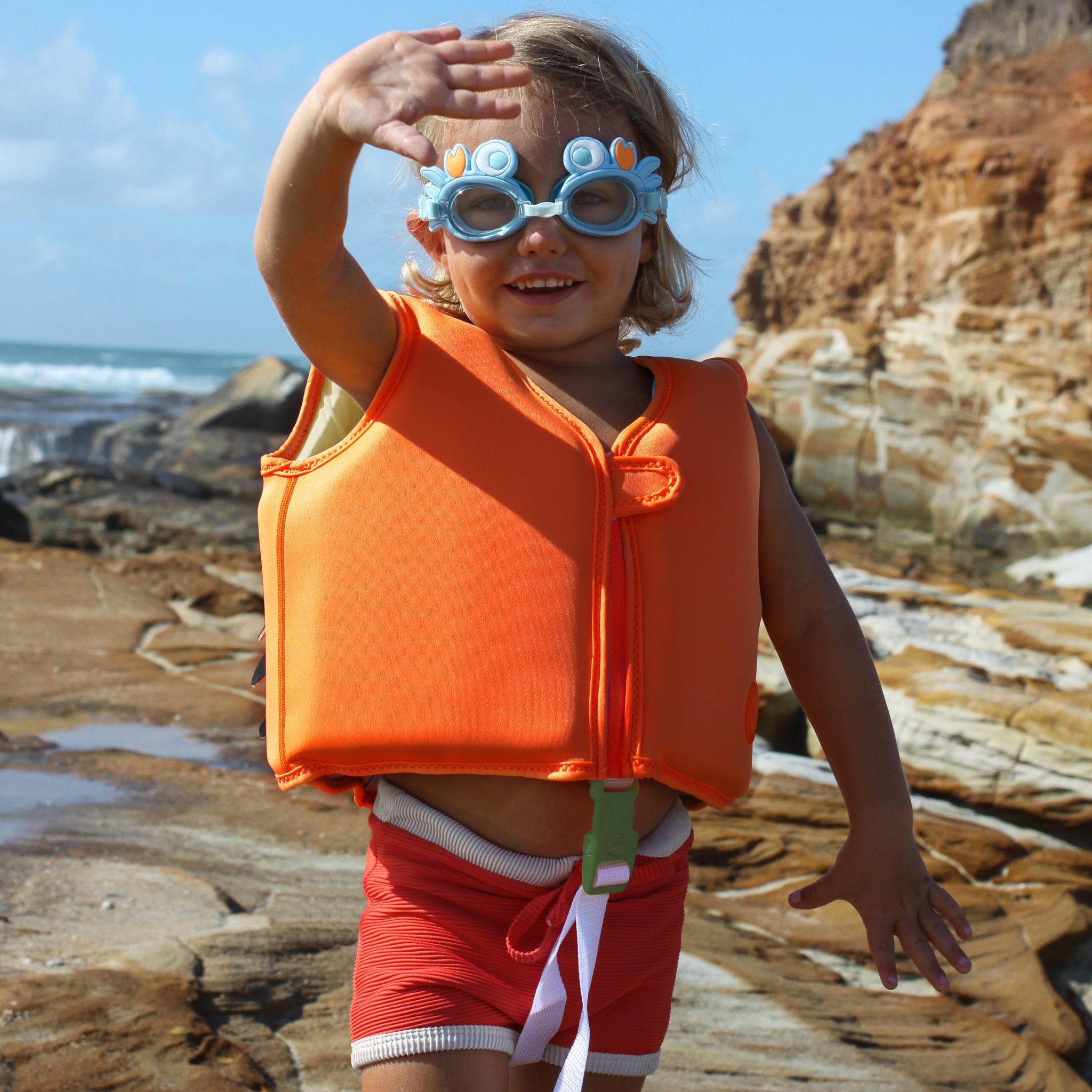 Swim Vest 1-2 | Sonny the Sea Creature Neon Orange