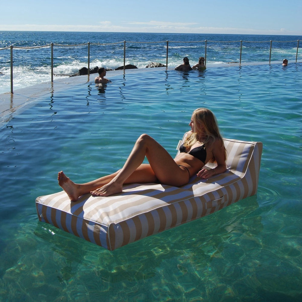 Luxe Lie-On Lounger - Oyster Stripe - SUNNYLiFE AU