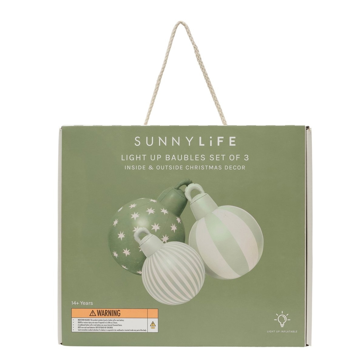 Light Up Christmas Baubles Green Set of 3 - SUNNYLiFE AU