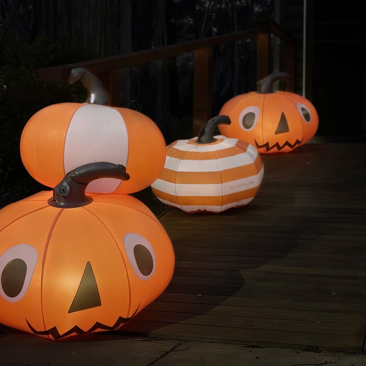 Light Up Orange Inflatable Halloween Pumpkins Set of 3 - SUNNYLiFE AU