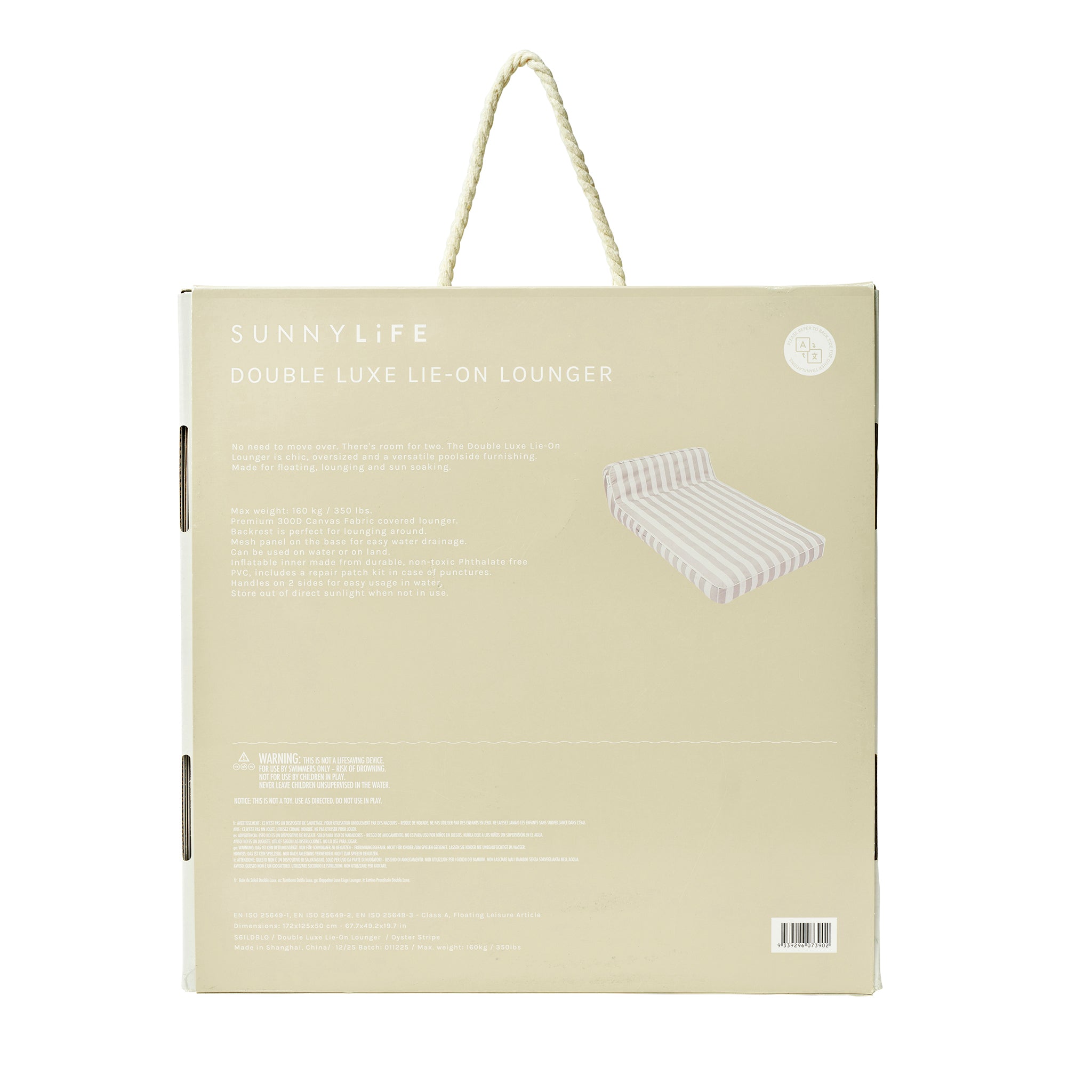 Luxe Double Lounger - Oyster Stripe