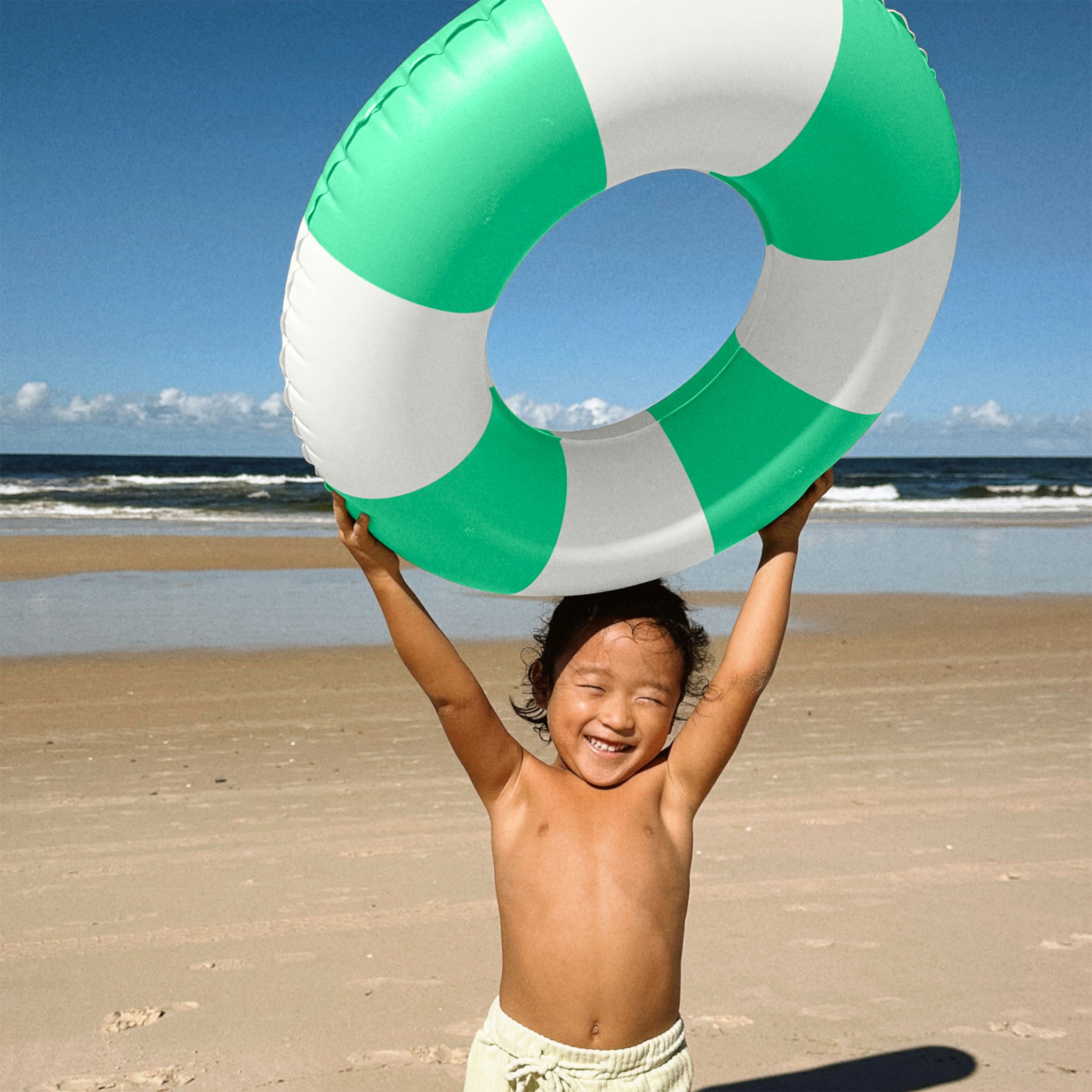 Mini Tube Pool Ring - Green Stripe