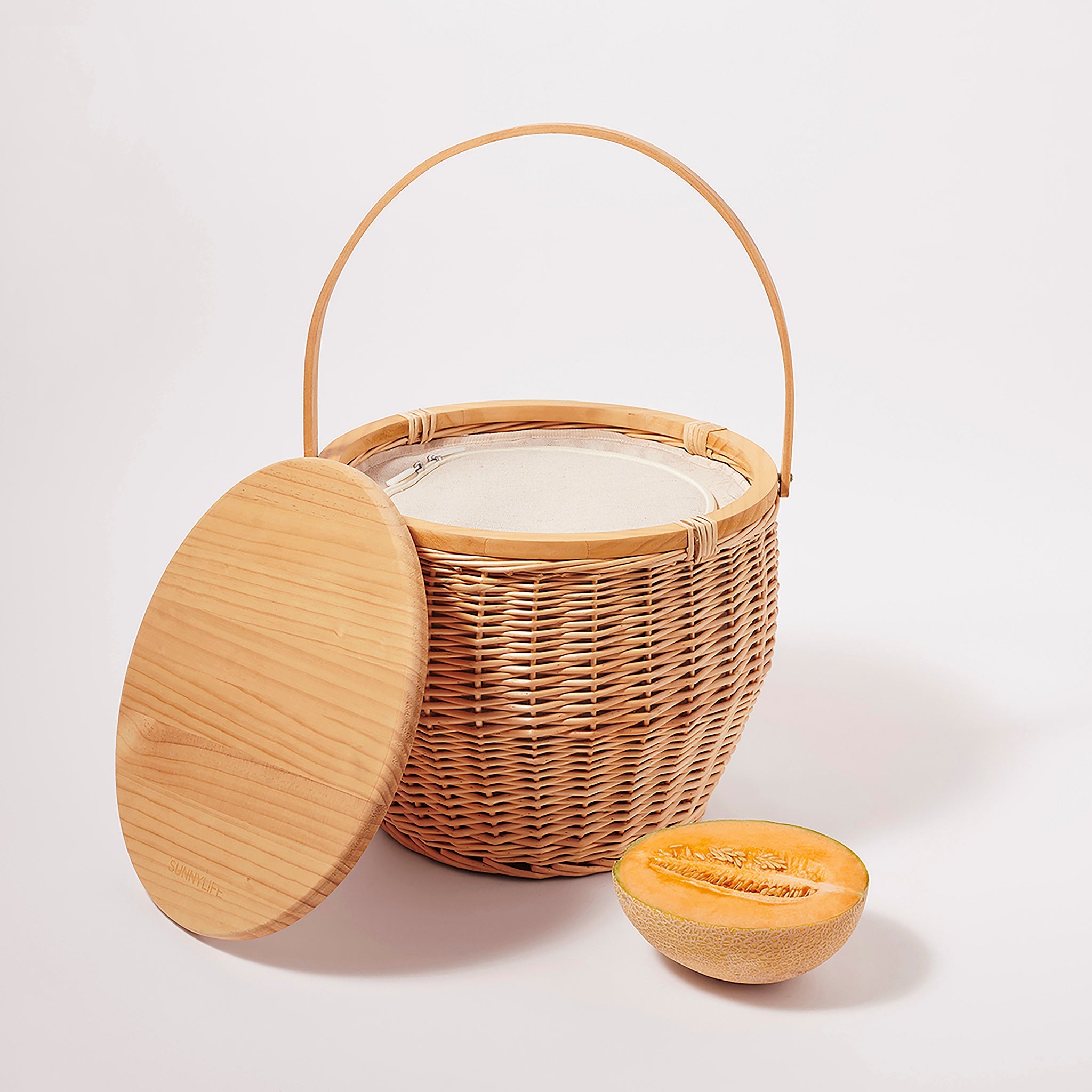 Round Picnic Cooler Basket | Natural