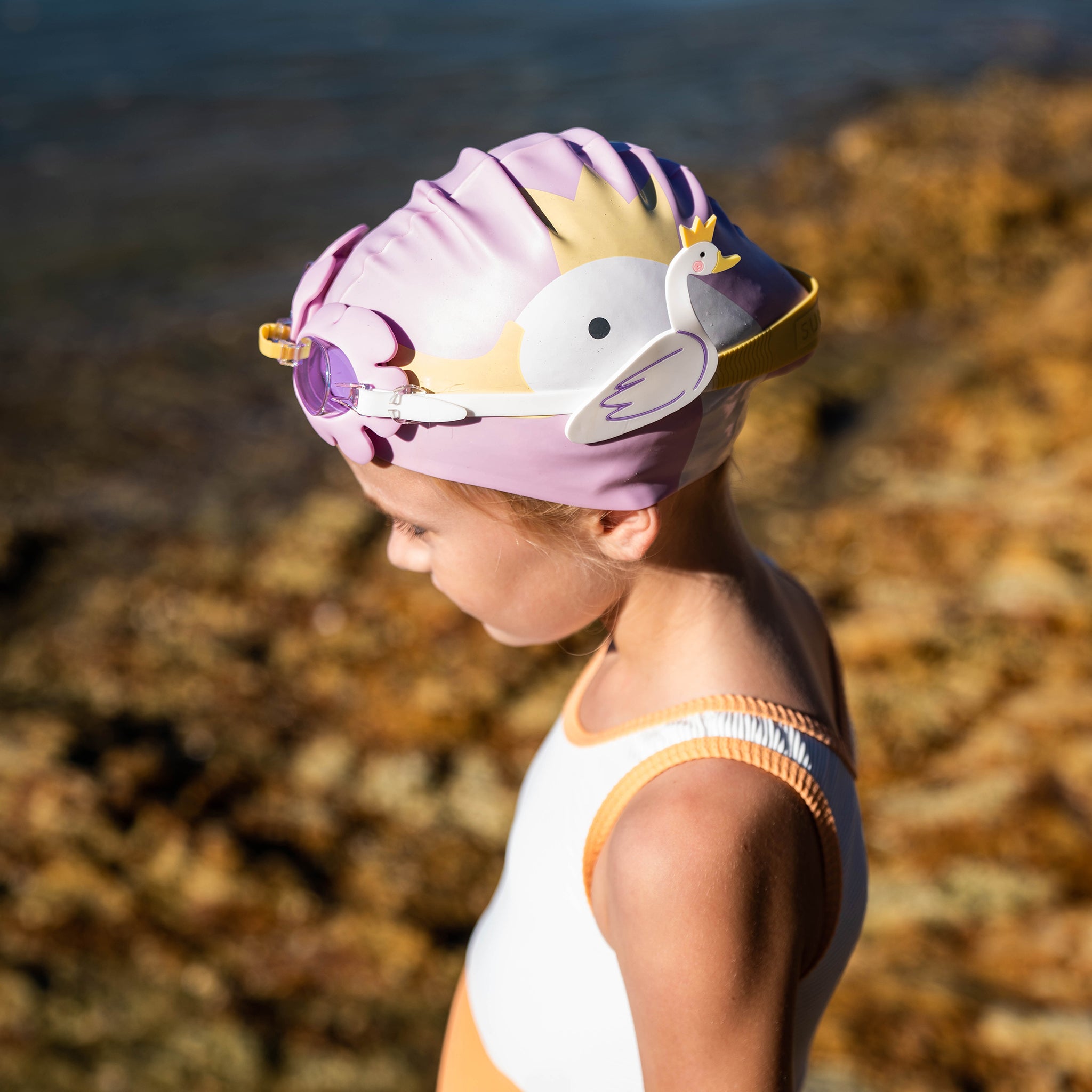 Baby Skate Hats Kids Swimming Cap Princess Swan